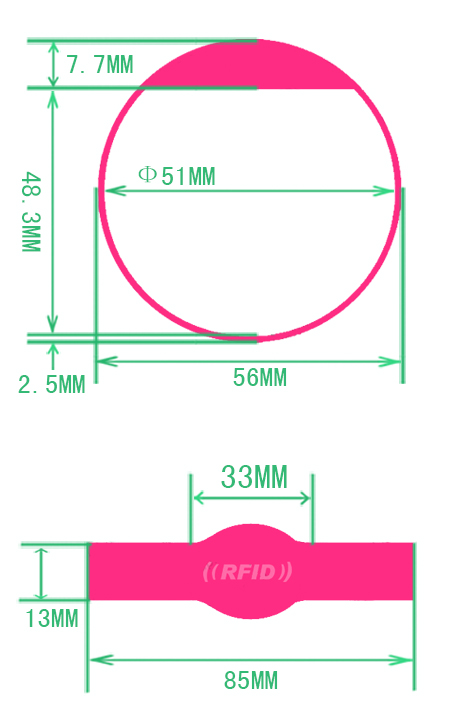 RFID oval silicone wristband