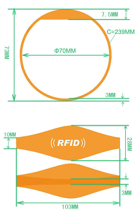Oblate RFID Silicone Wristband